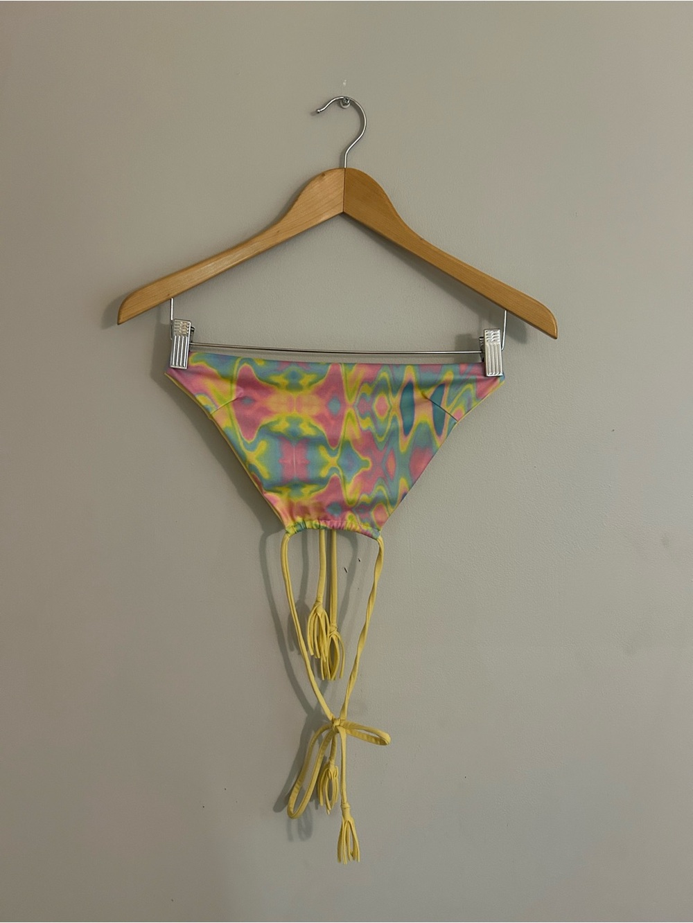 Tie-Dye Pastel String Crop Top - Yellow Pink Green